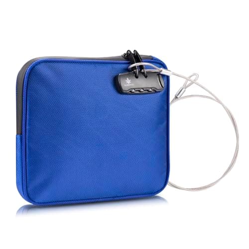 KOSMCCO Beach Locking Bag, 9x7.5 Inch Portable Safe for Phone, Wallet, Keys | Anti-Theft Locking Travel Pouch for Pool, Vacation (Blue)