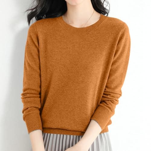 Women's Wool Blend Crewneck Pullover Sweater Long Sleeve Thermal Base Layer Top for Travel and Hiking (Gold, XXL) — view 2