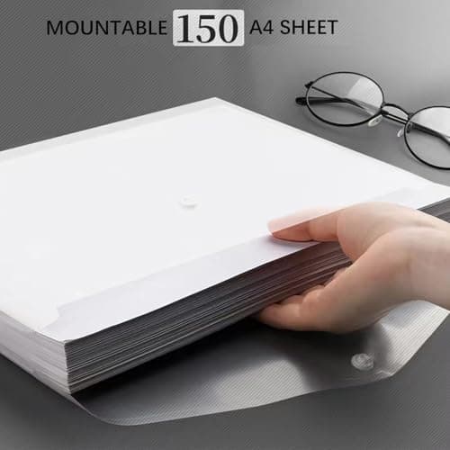 GESDYO 10 Pack A4 Plastic Folders Document Files Envelope Clear Wallets Plastic Popper Wallets with Label Pocket and Snap Button Suitable for Document Storage at School, Work and Home — view 5