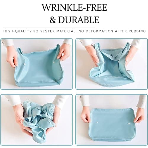 LANSKLBD 6/8 Set Packing Cubes for Suitcases Travel Luggage Packing Organizers,Travel Accessories Essentials Luggage Organizer with Shoe/Tioletry/Laundry Bag (Light Blue, 8 set) — view 6