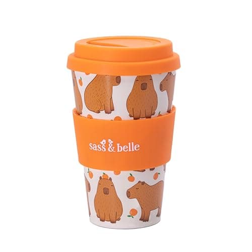 Sass & Belle Capybara Travel Coffee Cup - Reusable Cup with Lid, Eco-Friendly Coffee Mug, Lightweight for Hot Drinks – Travel Mug for Work or Home – Fun Gift by Sass and Belle
