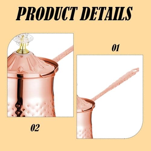 KiBcsLic Rose Gold Coffee Pot with Lid And Handle, Professional, Comfortable Handle for Induction Hobs, Kitchen Helper, S — view 2