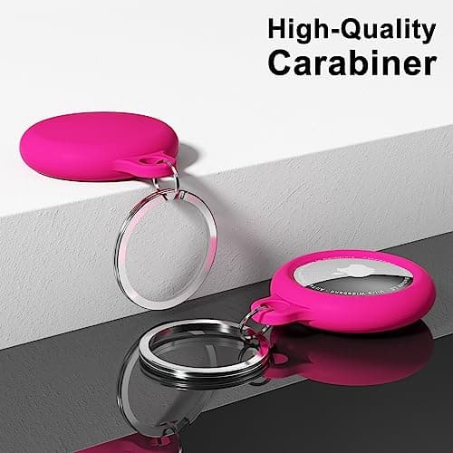 oakxco for Airtag Keychain Silicone, Airtag Holder with Key Ring, Air Tag Cover Cute Accessories for Kids, Luggage, Car Dog Collar, Car, Compatible with Apple Airtag Case Waterproof Tracker, Hot Pink — view 5