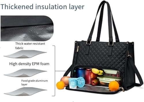 HoldOneLight 2-in-1 White Tote Bag, 15.6 Inch Laptop & Insulated Lunch Bag — view 5