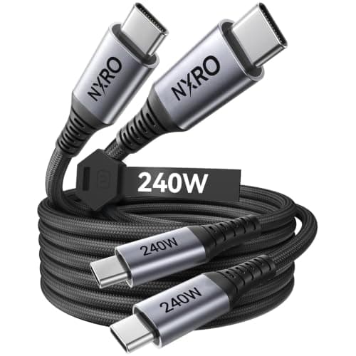NXRO 240W USB C to USB C Cable [2-Pack 2m] USB C Charger Cable, Nylon Type C Charger Cable Fast Charging for iPhone 17 16 15 Pro Max, MacBook Pro/Air, iPad Pro, Samsung Galaxy S25 S24, Switch 2