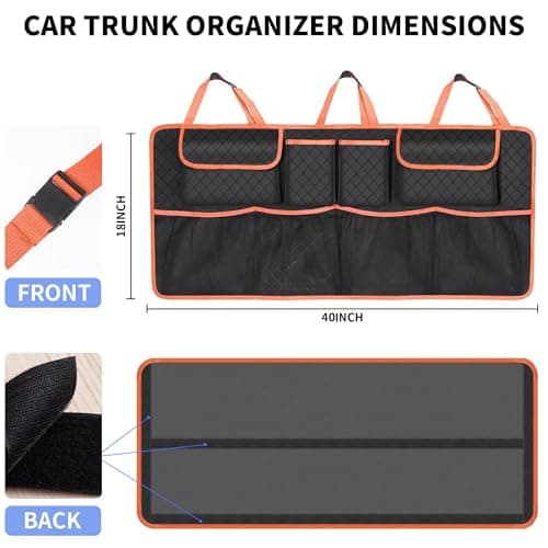 NEWFOM Car Trunk Organizer and Storage, Large Capacity Backseat Hanging Storage Car Accessories, Backseat Car Organizer for SUV/MPV/Truck (Orange) — view 2