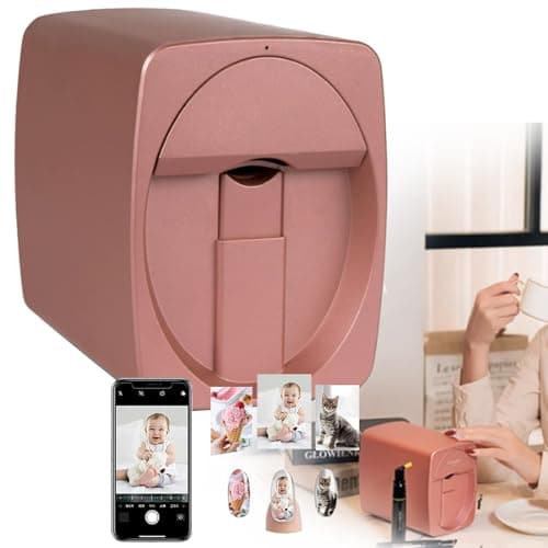 Digital Mobile Nail Art Printer- 3D Nail Printer Machine Support WiFi/DIY, Portable Nail Painting Machine 10s Done, Printing and Rying as One, Over 1000 Pictures(Rose Gold)