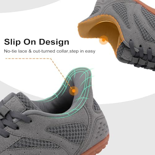 JOINFREE Wide Fit Shoes for Men Barefoot Slip On Trainers Zero Drop Minimalist Walking Shoes Lightweight Breathable Gym Training Casual Shoes for Daily Wear Dark Grey Size 10.5 — view 3
