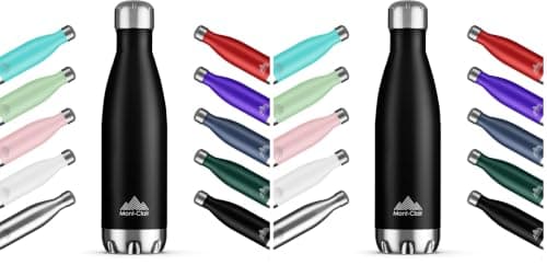 Mont-Clair H2O Stainless Steel Water Bottle, Vacuum Insulated - BPA Free, 12h Hot & 24h Cold Drinks, Metal Water Bottle 750ML Leakproof, Ideal for Adult, Kids, Running - Black (Pack of 2)