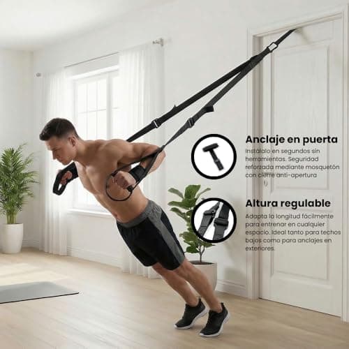 CAEMI Suspension training straps, set with adjustable anchor, fitness at home, suitable for travel and training indoors and outdoors, includes bracelets for more — view 5