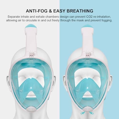Jsdoin Snorkel Mask Full Face,180°view Design - Anti-fog, Anti-leak Technology - Sports Camera Compatible - for a Safe Adults and Kids Snorkeling Experience (Green, L/XL) — view 4
