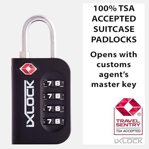 iXLOCK Suitcase Locks, TSA Approved Luggage Padlocks, Black, 2 Pack — view 4