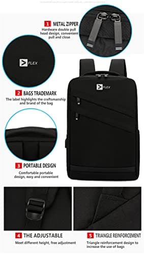 Flex Waterproof Business School Laptop Rucksack with USB Port and Headphone connecting point Office college Uni work Bag Men Women, Fits 16 Inch Laptop-Large Lightweight Travel Bag with Trolley sleeve — view 6