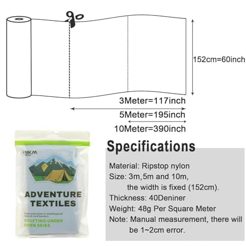 9KM DWLIFE Nylon Ripstop Fabric, Orange 60x196 Inch, 40D Waterproof, Lightweight, Windproof, Bulk Fabric for Kite, Tent, Flag, Bag, Tarp Cover, Outdoor DIY Project — view 6