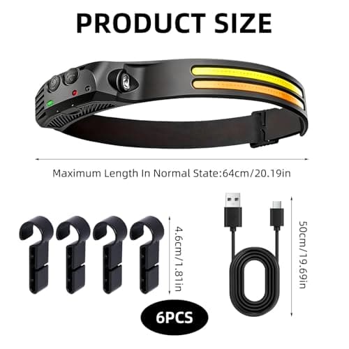 LED Head Torch Rechargeable, Lumilight LED Headband 6 Adjustable Brightness — view 5