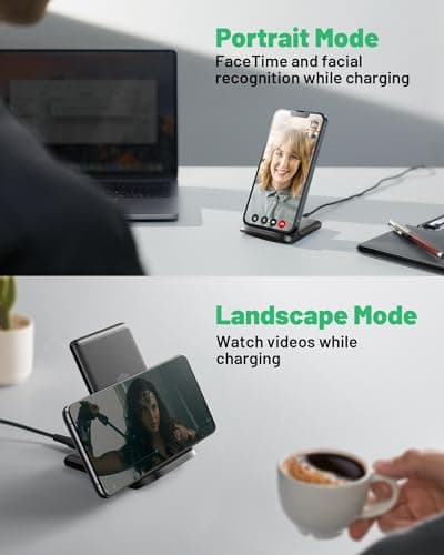 INIU Wireless Charger Stand, 15W Fast Charging Dock Phone Charger with LED — view 6