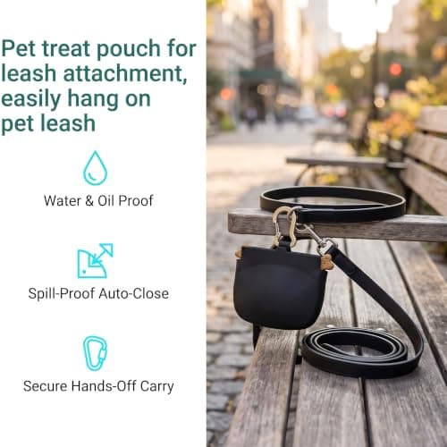 Silicone Dog Treat Pouch for Dog Training,One-Hand Access Dog Treat Bag,Dogs Training Treat Pouch with Hook Ring & Magnetic Closure,Portable Small Puppy Bag for Daily Walking,Training,Travel (Black) — view 6