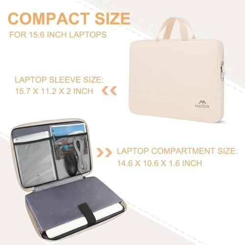 MATEIN Laptop Bag 15.6 Inch, TSA Laptop Case 15.6 Inch for Men Women, Beige — view 5