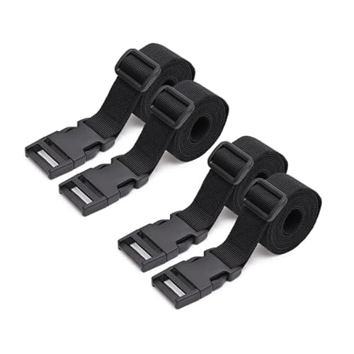 25mm Nylon Webbing Straps Luggage Straps With Flexible Adjustable Buckles Suitcase Travel Belts, Luggage Connecting Straps, Suitable For Luggage Bags, Travel Items, Outdoor Tents(Black, 4 Pcs)