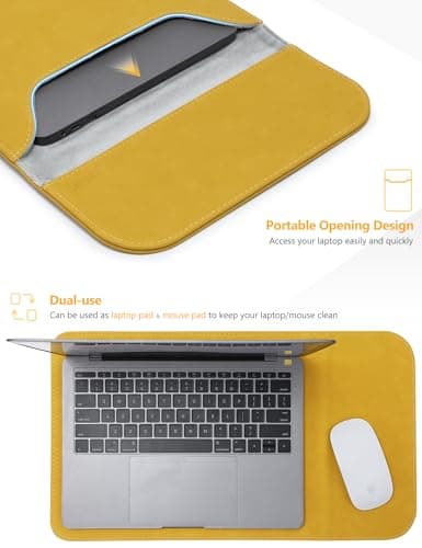 HYZUO 13.3-14 Inch Laptop Sleeve Case for MacBook Pro 14 M5, OliveYellow — view 4