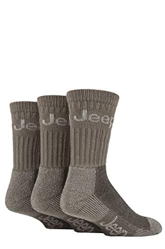 Jeep Men's Luxury Terrain Cotton Boot Socks 3 Pair Pack Khaki/Sand 6-11