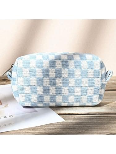 Makeup Bag, Birthday Gifts for Women, Large Small Capacity Checkered Travel Make up Bag, 2 Pack Cosmetic Bags Portable Toiletry Bag for Mom Sister Friends Girls — view 6