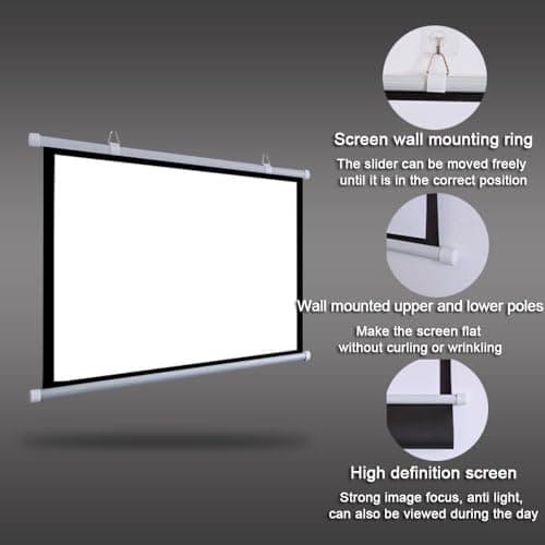 QTWLG 30" 40" 50" 60" 72" Projector Screen HD 4K Manual Pull Down Projection Screen For Home Theater Indoor Outdoor Camping Movie Screen, 4:3 16:9 Format, Anti-Crease(50 Inch (4:3)) — view 5