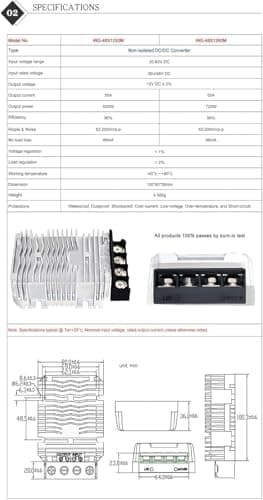 Converter 30-60v 36v 48v To 12v 50a 60a Step Down Dc Dc Converter, 48v-13.8v Voltage Regulator Buck Cart Truck Power Supply 720w (color : 30-60v, Size : 13.8v 60a) — view 2