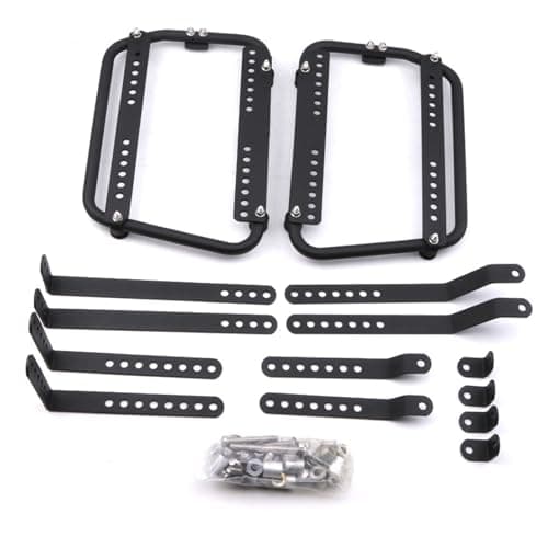 2024 Upgrade Pannier Rack Universal Motorcycle Side Box Bracket Motor E-Bike Side Luggage Boxes Steady Frame Kits Motorbike Rear Trunk Luggage Rack, Stainless Steel, Matte Black — view 3