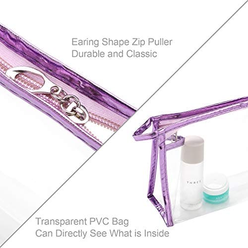 Qkurt 5 Packs Transparent Waterproof Cosmetic Bag with Zipper, Portable PVC Clear Cosmetic Makeup Bag Pouch for Vacation, Travel, Bathroom | Fashion Practical Transparent Bags — view 3