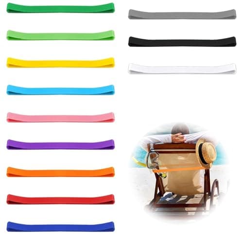 12 pcs Silicone Beach Towel Bands for Beach Chairs - Colorful and Durable Towel Bands for Sun Loungers, Pool, and Swim, Beach Accessories for Outdoor Activities