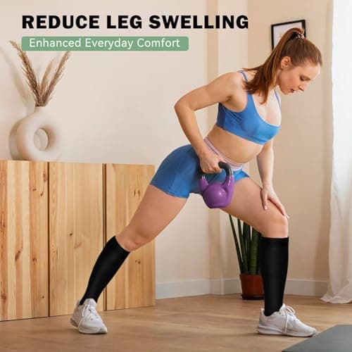 Bamboo Compression Socks for Women & Men, 3 Pairs Bamboo Viscose Socks, Compression Stockings Flight & Travel Support Socks for Work, Pregnancy, Cycling, Flying, Sports, Long Standing — view 6