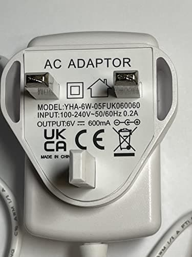 Replacement for White 6V AC-DC Adapter Charger for MBP36S Baby Monitor Parents Unit — view 2