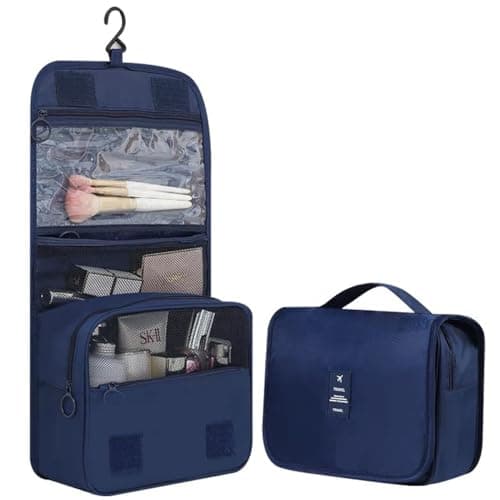 Travel Hanging Toiletry Bag Wash Bag, YYGOJOY Foldable Wash Bag Makeup Cosmetic Bags, Portable Waterproof Organizer Bags for Men Women Girls (Dark Blue) — view 2