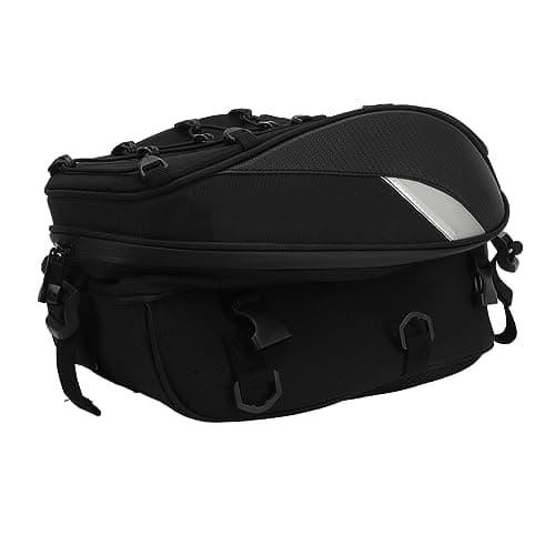 Dilwe Motorcycle Seat Bag PU Leather Motorcycle Tail Bag Large Capacity Travel Luggage for Dirt Bike Motorbike Riders Commuting Touring and Daily Storage (White) — view 5
