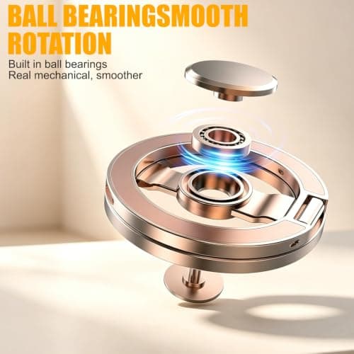 Fidget Spinner Magnetic Phone Holder Stand, Dual Sided Magnet Phone Grip Ring Compatible with MagSafe Cases, for iPhone & Android Devices, Stress Relief Accessory for Gym, Home, Travel，Rose Gold — view 4