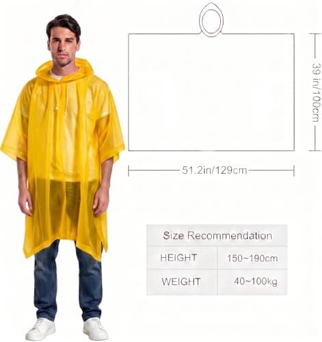 NAYEZH Rain Poncho for Adults, 2‑Pack Reusable Waterproof Cape with Hood — view 3