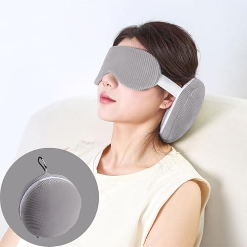 2-In-1 Travel Pillow with Eye Mask,Light Blocking, Neck Support, Compact & Portable Cushion,Folding Soft Mini Pillow Eye Mask for Office, Plane, Train or Car (Gray) — view 5