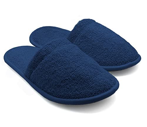 Arus Cotton Terry Spa Slippers – 2 Pair - Navy Blue, 5-8, MA-12 — view 2