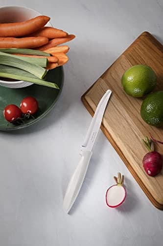 Tramontina Kitchen Knives Set of 6, Serrated Fruit Tomato Cooking Knife, Vegetable Chopper Peeler, Stainless Steel, Multipurpose, Rounded Tip, White, 23498355 — view 2