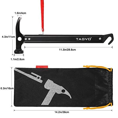 TAGVO Camping Hammer with Tent Pegs & Multifuctional Tent Stakes Removers, Multifunction Outdoor Camping Mallet Aluminum Tent Hammer with Storage Bag — view 3