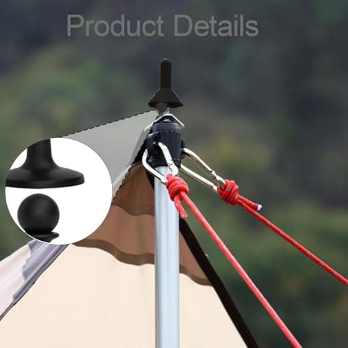 Fenteer 4x Protection Cap, Tent Pole Tip Protector, Sturdy High Performance RUBBER Cap Tent Pole Protection Caps Camping Poles Anti Thunder for Outdoor Camping Mountaineering, Black — view 6