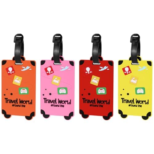 Alyvisun 4 Pcs Luggage Suitcase Tags with Waterproof ID Card, Dark Color