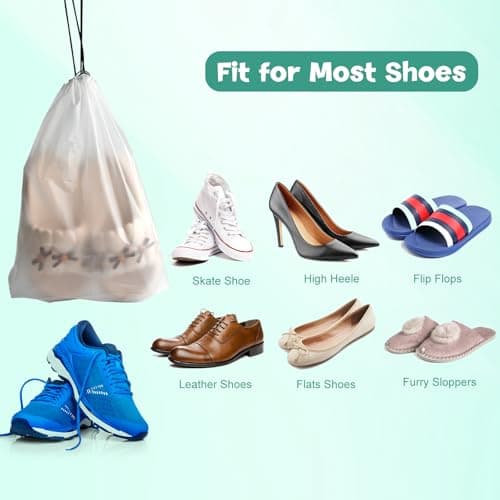 12 Pcs Shoe Bags for Travel PLULON Clear Drawstring Travel Shoe Bags for Packing Waterproof Dustproof Shoes Organizer Pouch Travel Accessories Shoe Storage Bag for Women Men Portable Travel Essentials — view 5