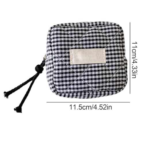 Makeup Bag Small Portable Multipurpose Square Check Pattern Mini Cosmetic — view 5