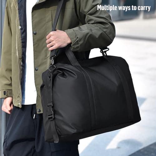 SZDPC Travel Duffel Bag, for Easyjet Cabin Bag 45x36x20 Underseat Bag, PU Leather Carry on Bag with Shoulder Strap, Weekend Overnight Bag for Men and Women — view 3