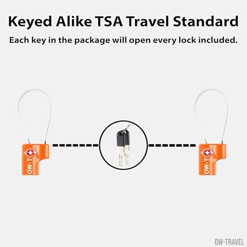 OW-Travel Suitcase Locks with Keys, TSA Approved Luggage Padlocks, Orange 2 — view 3