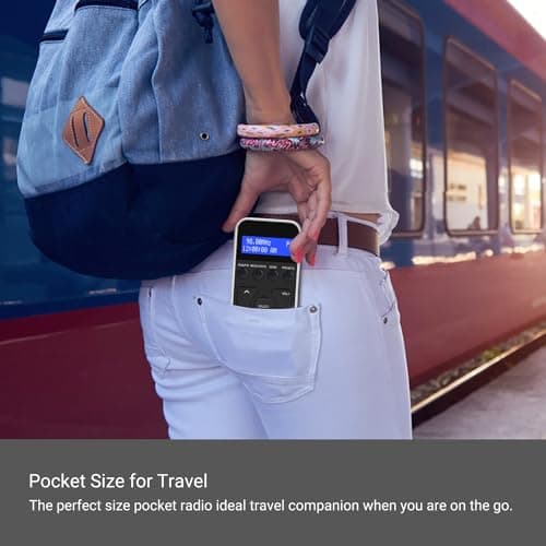 MangoKit MP1 Rechargeable Pocket DAB/FM Radio,Lock Switch,20 Presets,Black — view 3