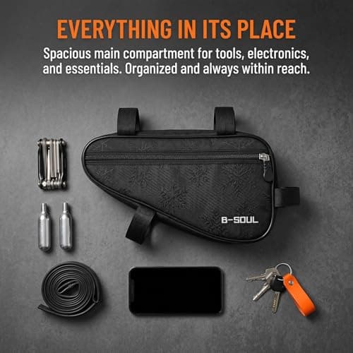 JYJLLM 41PCS Bike Storage Bag Set, Black Waterproof Frame Pouch with 40 Rainbow Decals for Cycling Commute Travel Gift for Adults — view 3