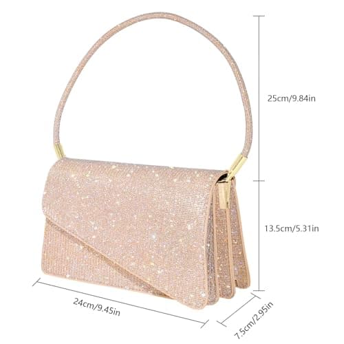 Toptime Women's Clutches, Sparkling Envelope Handbags for Women with Handle, Small Glitter Sequins Rose Gold Clutch Bag with 2 Compartments, Elegant Evening Bag for Prom, Wedding, Dating, Party — view 4